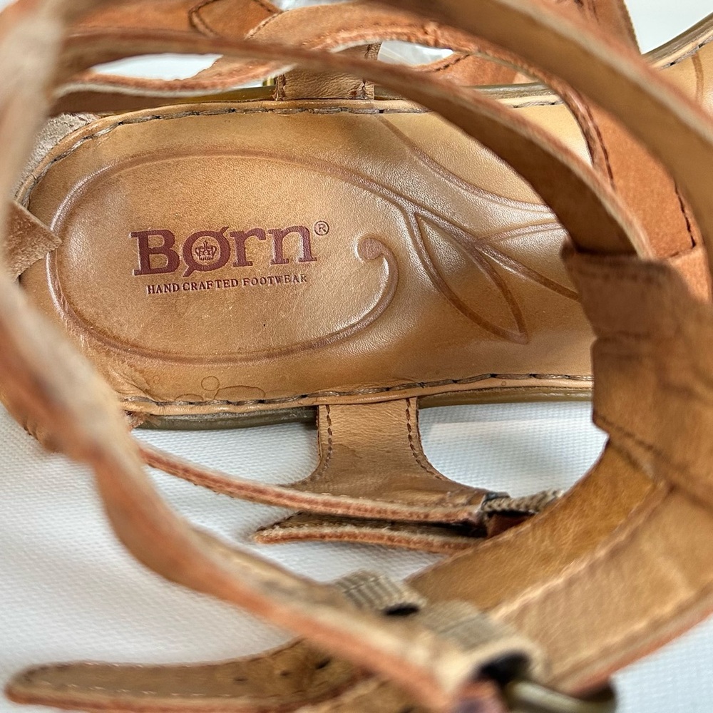 Born Strappy Gladiator Sandals Women’s 9 M Brown Leather Back Zipper - Picture 2 of 15